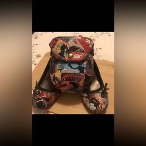 One of a Kind Decoupaged Cat-woman Crossbody Bag and Kitten Heels